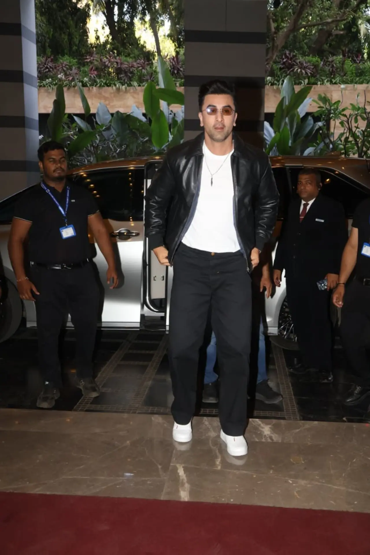 Ranbir Kapoor was spotted arriving for the grand launch event of the Indian Super Gaming League (ISGL) in a monochrome outfit.